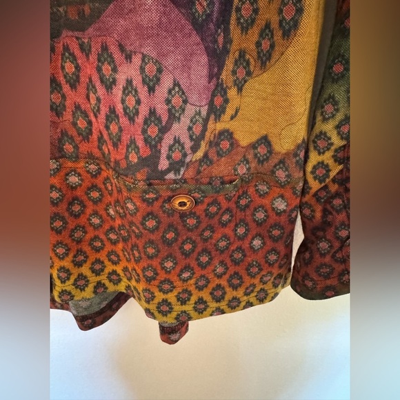 NEW Parsley & Sage Women Button Up Blouse Rainbow Abstract Bow Sleeve Small NWOT - Picture 9 of 9